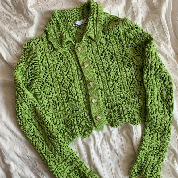 Zara Green Knit Cardigan - Picture 4 of 6